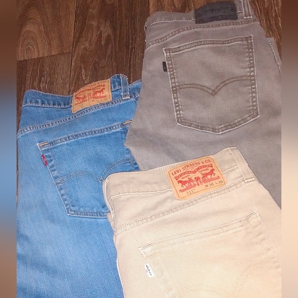Levi's 511 - 36x30  (3 pair bundle!!)      👖Men' Straight Fit Blue, Grey, Tan. - Picture 4 of 4